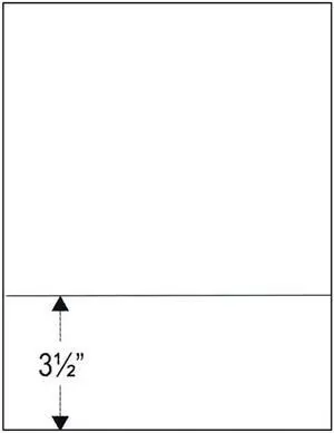 8-1/2" x 11" Laser Cut Sheet, 24# White Stock, 1 Horizontal Perforation 3-1/2" from Bottom (Carton of 2500)