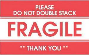 4" x 6" Fragile Please Do Not Double Stack Thank You Labels (500 per Roll)