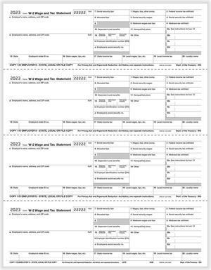 TFP W-2 4-Up Horizontal Employers Copies 1/D, 1/D, 1/D, 1/D Combined - Pack of 500