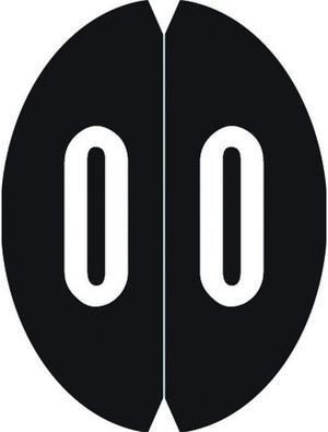 VRE/GBS 8857 Compatible Numeric "0" Oval shapedLabels, Laminated Stock,1-1/8" x 1-1/2" Individual Numbers - Roll of 500