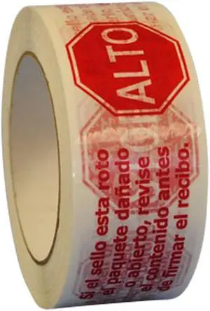 2" x 55 Yd 1.9 mil Polyprop. Hot Melt "STOP If Seal Is..." Bilingual Printed Tape (Case of 36 Rolls)
