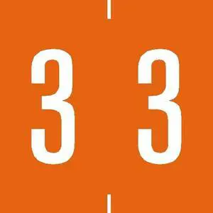 Ames Compatible "3" Numeric Labels, Laminated Stock, 1-7/8" X 1-7/8" Individual Numbers - Roll of 500