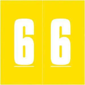 Ames Compatible "6" Numeric Labels, Laminated Stock, 1-7/8" X 1-7/8" Individual Numbers - Roll of 1000