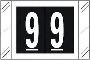 Barkley FNSTM Compatible  "9" Numeric Labels, 60# Laminated Stock, 1-1/2" x 1"" Individual Numbers - Roll of 500