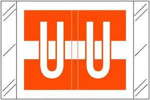 Tabbies Compatible "U" Labels, Polylaminated 100# Stock, 1 " X 1-1/2" Individual Letters - Roll of 500