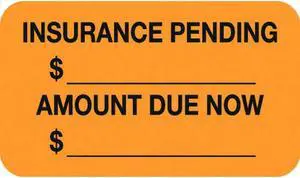 Insurance Labels, Fluorescent Orange, 1-1/2" x 7/8", (Roll of 250)