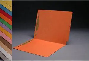 14pt Orange Folders, Full Cut 2-Ply END TAB, Letter Size, Fastener Pos #1 & #3 (Box of 50)