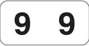 Jeter Compatible Numeric "9" Labels, Polylaminated Stock, 3/4" X 1-1/2" Individual Numbers - Roll of 500