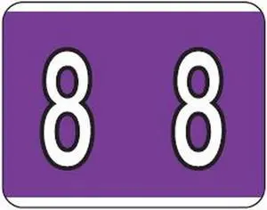 Kardex Compatible "8" Numeric Labels, Laminated Stock, 1-1/4" X 1-1/2" Individual Numbers - Roll of 500