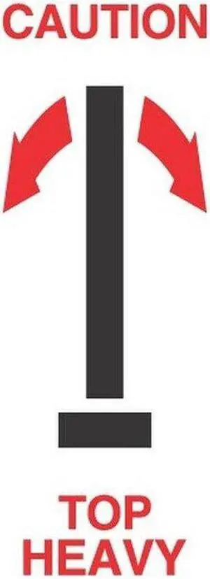 2-1/2" x 7" Caution Top Heavy Labels (500 per Roll)