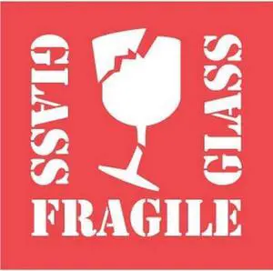 4" x 4" Glass Fragile Labels (500 per Roll)