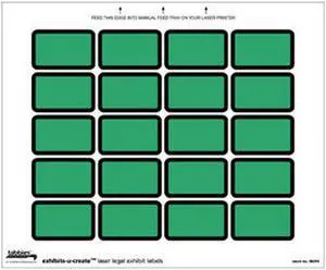 Legal Exhibits-U-Create Labels, Green, 1-5/8" X 1" (Pack of 240 Labels)