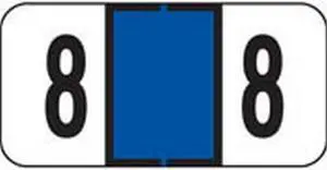 Jeter Compatible Numeric "8" Labels, Polylaminated Stock, 3/4" X 1-1/2" Individual Numbers - Roll of 500