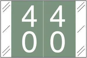Barkley FDSTM Compatible Double Digit "40" Numeric Labels, 1-1/2" x 1", 60# Laminated Stock (Roll of 500)