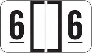 Jeter 0300 Compatible Numeric "6" Labels, Laminated Stock, 1-5/8" x 15/16" Individual Numbers - Roll of 500