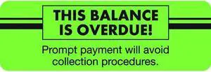 Billing Labels, Balance Overdue, Fluorescent Orange, 3" x 1" (Roll of 250)