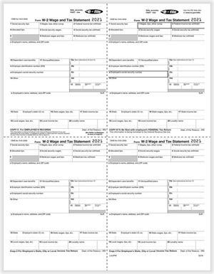 TFP W-2 W-Style Alternate 4-Up Employees Copies B, C, 2, 2 - Pack of 100