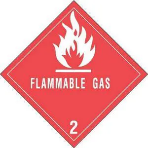 4" x 4" Flammable Gas D.O.T. Class 2 Hazard Labels (500 per Roll)