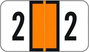 Jeter 2600 Compatible Numeric "2" Labels, Laminated Stock, 1-5/8" x 15/16" Individual Numbers - Roll of 500