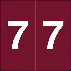 S & W SWNM Compatible  "7" Numeric Labels, Laminated Stock, 1-1/2" x 1-1/2" Individual Numbers - Roll of 500