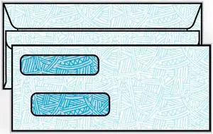 #9 Side Seam DG-2 Double Window Pres-Stik, 3-7/8" x 8-7/8", White, Blue Wesco Inside Tint, Poly Window (Box of 500)