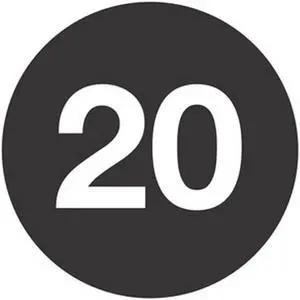 2" Diameter Number 20 Circle Labels (500 per Roll)