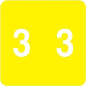Acme Compatible "3" Numeric Labels, Laminated Stock, 1-1/2" X 1-1/2" Individual Numbers - Roll of 500