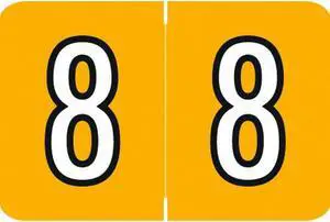 Barkley NCPM Compatible Numeric "8" Labels, Laminated Stock, 1" X 1-1/2" Individual Numbers - Roll of 500