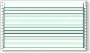 14-7/8'' x 8-1/2" (W x H) Continuous 20# Computer Paper, 1/2" Green Bar, No Marginal Perfs (Ream of 2700)