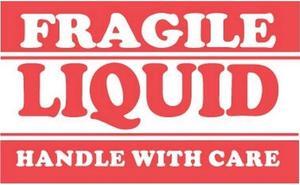 3" x 5" Fragile Liquid Handle With Care Labels (500 per Roll)