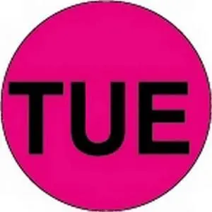 1" Diameter "TUE" Day of the Week Circle Labels (500 per Roll)