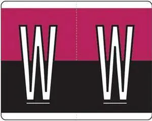 Kardex Compatible "W" Labels, Laminated Stock, 1-1/4" X 1-19/32" Individual Letters - Roll of 500