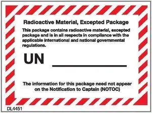 4-3/8" x 3-1/4" Radioactive material, excepted package labels (500 per Roll)