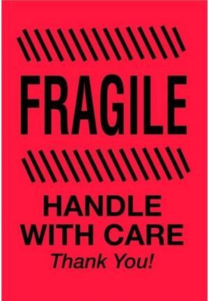 2" x 3" Fragile Handle With Care Thank You Labels (500 per Roll)