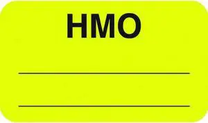 Insurance Labels, HMO - Fl Chartreuse, 1-1/2" X 7/8" (Roll of 250)