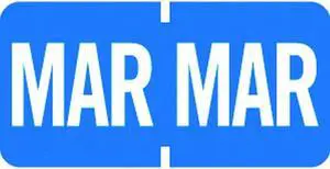 Tab Compatible "Mar" Month Labels, Vinyl Kimdura Stock, 1" X 1/2", Individual Months - Roll of 1000
