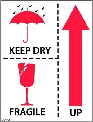 3" x 4" Keep Dry Fragile Up Labels (500 per Roll)