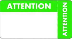 Medical alert Labels, ATTENTION - Green/White (Wrap Around) 3-1/4" X 1-3/4" (Roll of 250)