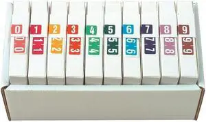 Tab Compatible Mini Numeric Labels, Vinyl Kimdura Stock, 1/2" X 1", Complete Set - 10 Rolls of 500