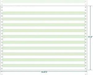 14-7/8" x 11" (W x H) Continuous 18# Computer Paper, 1/2" Green Bar (Carton of 2800)