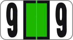 Reynolds & Reynolds RRNM Compatible Numeric "9" Labels, Laminated Stock, 1-5/8" x 7/8" Individual Numbers - Roll of 500