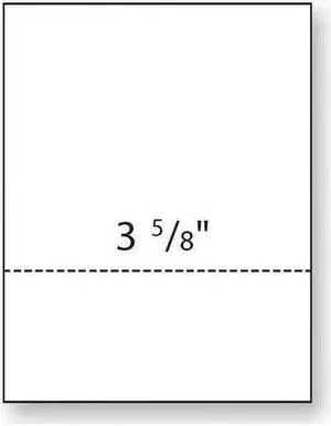 8-1/2'' x 11" Laser Cut Sheet, 24# White Stock, 1 Horizontal Perforation 3-5/8" from Bottom (Carton of 2500)