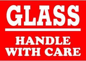 3" x 4" Glass Handle With Care Labels (500 per Roll)