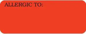 Allergy Warning Labels, ALLERGIC TO: - Fl Red, 2-1/4" X 7/8" (Roll of 420)