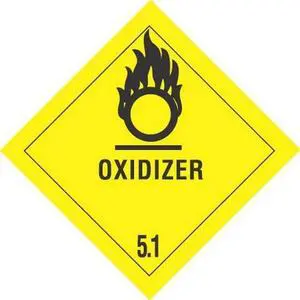 4" x 4" Oxidizer D.O.T. Class 5 Hazard Labels (500 per Roll)