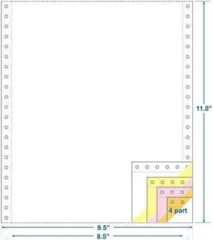 4-Ply Carbonless Paper, White/Canary/Pink/Gold, Form Size 9-1/2" x 11" (W x H) (Carton of 900)