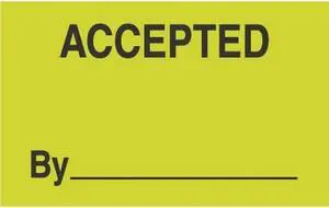 3" x 5" Accepted By ____ Labels (500 per Roll)