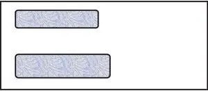 3-3/4 x 8-3/4, Double Window Envelope, 24# White Wove, Blue Woodgrain Inside Tint, (Box of 500)