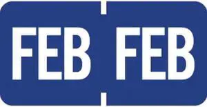 Tab Compatible "Feb" Month Labels, Vinyl Kimdura Stock, 1" X 1/2", Individual Months - Roll of 1000
