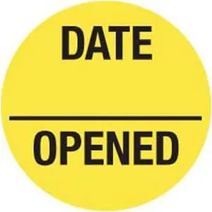 Date Opened 3/4" Diameter Fl-Yellow Label (Roll of 570)